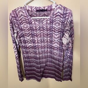 prAna Purple/White Print Long Sleeve T Shirt Sz XS